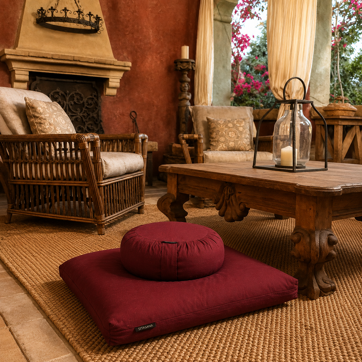 Meditation Cushion Set - Wine Red
