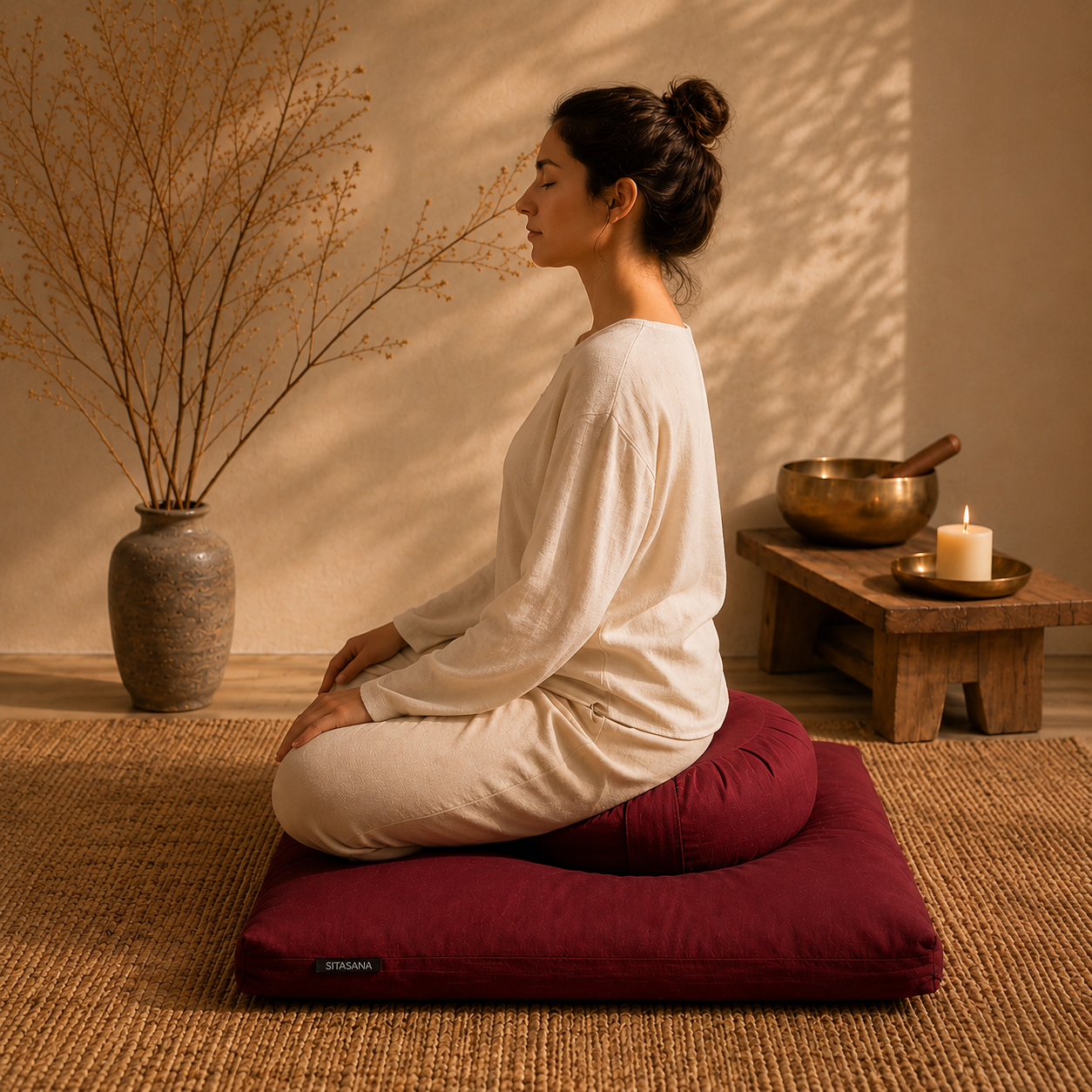 Meditation Cushion Set - Wine Red